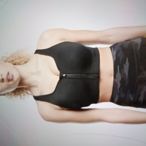 Athleta Advance Front Zip Criss Cross Black Bra Womens 38C - Picture 6 of 6